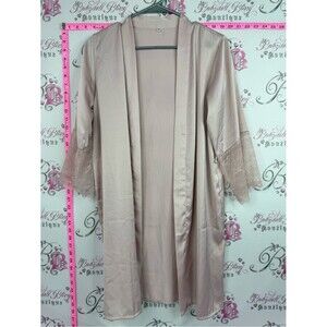 Robe shiny shimmer Lacie Lace-Trim Robe in Blush - Women's Intimates